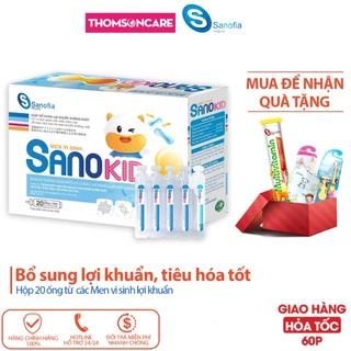 Men vi sinh Sanokid - Bổ sung lợi khuẩn đường ruột, ngăn ngừa tình trạng tiêu chảy, phân sống - Hộp 20 ống Thomsoncare