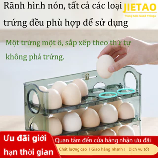 JIETAO Giá đỡ trứng, hộp đựng trứng đa chức năng, hộp ba lớp, một lần có thể đặt 30 quả trứng