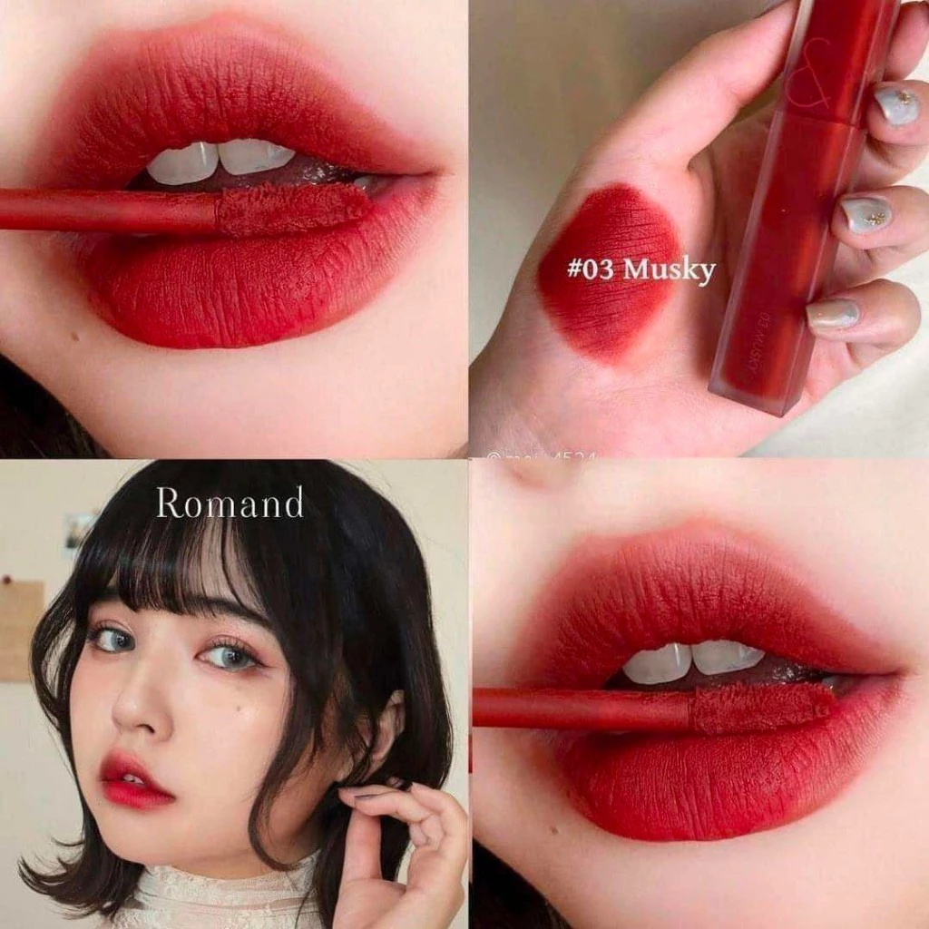 Son kem lì, lên màu chuẩn, mịn môi Romand Blur Fudge Tint 5g màu 03, 08