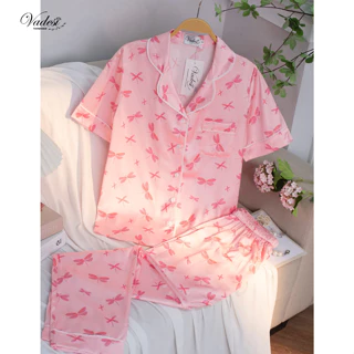 Đồ Ngủ Nữ VADESI Bộ Pijama Quần Dài Tay Ngắn Lụa Latin Cao Cấp Mặc Nhà Đẹp Mềm Mịn Thấm Hút Thoáng Mát