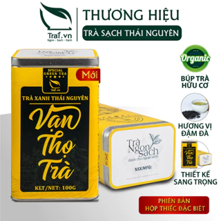 Trà Xanh Thái Nguyên, Trà Nõn Tôm Thượng Hạng, Chè Thái Nguyên Vạn Thọ Trà Thương Hiệu Traf Vina Hộp Thiếc 100G