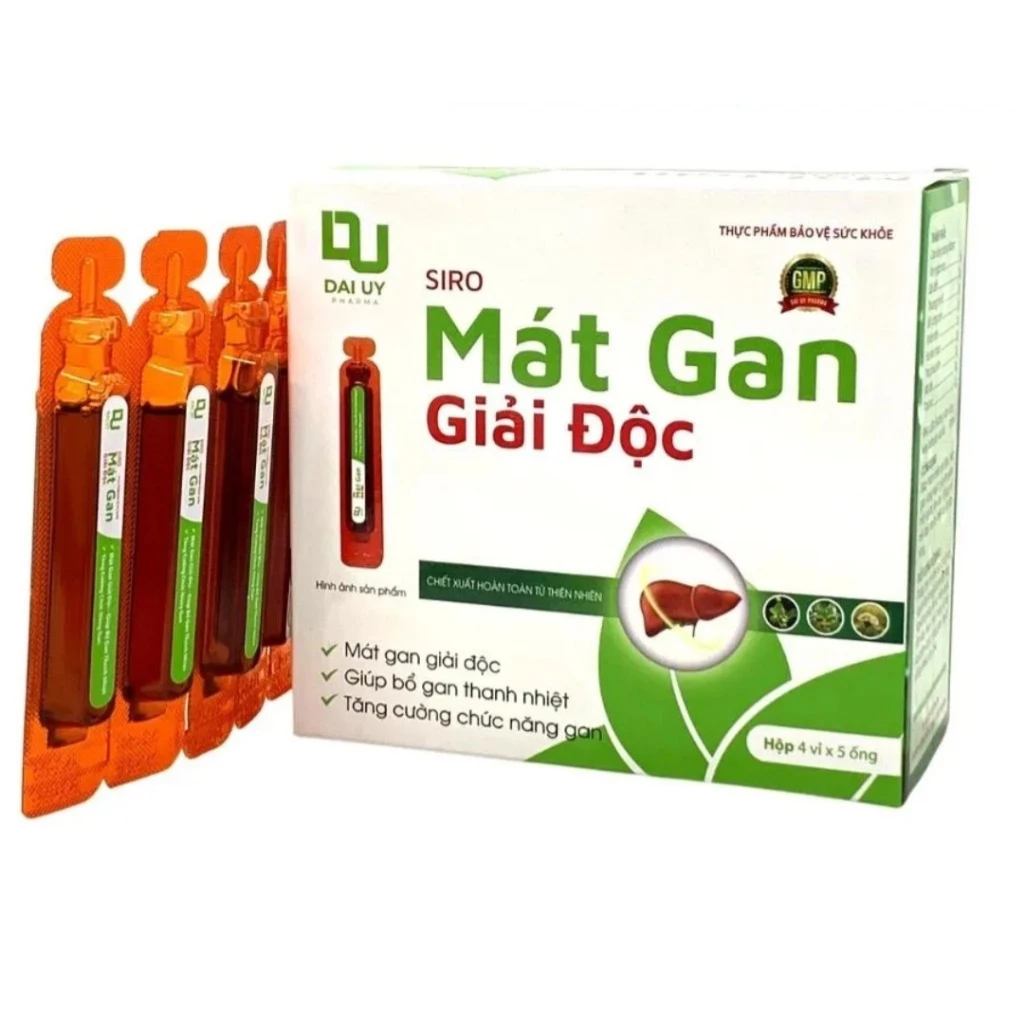 MÁT GAN GIẢI ĐỘC GAN ĐẠI UY tăng cường chức năng gan, giảm mẩn ngứa mề đay,rôm sảy, mụn nhọt, trứng cá Hộp 20 ống