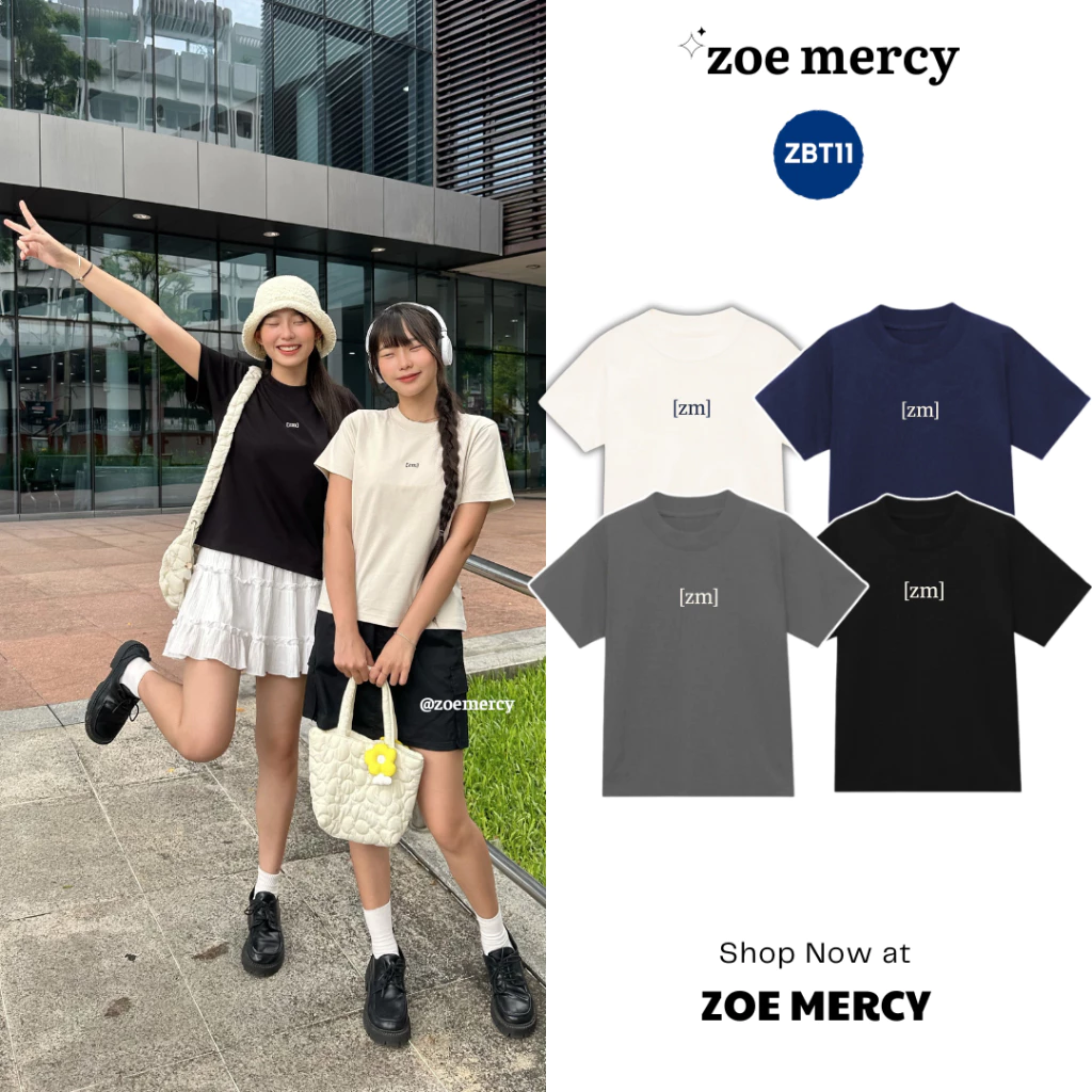 🍊 Áo thun BABY TEE cổ bo tròn thêu chữ [zm] - ZOE MERCY | Tshirt (ZBT11)