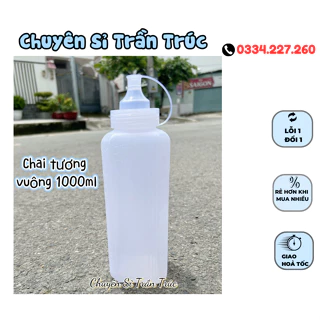 [LIÊN HƯNG]Chai nhựa vuông 1000ml, bình nhựa đựng sốt, chai tương chia vạch 1 lít, chai đưng tương ớt 1000ml ( thường)