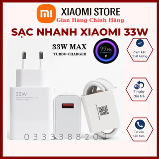 Bộ Sạc Nhanh Xiaomi 33W Chính Hãng - Mi Charge Turbo 33W Siêu nhanh - Bảo Hành 6T