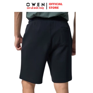 Quần short kaki nam hàng hiệu OWEN SN231413 sóc đùi ngố màu đen dáng regular chất vải cotton cao cấp mềm mát