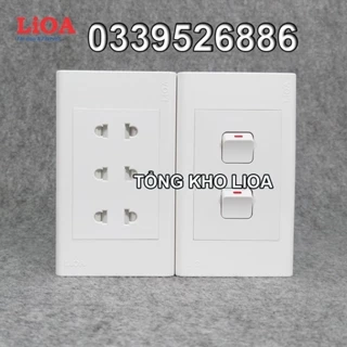 Combo ổ cắm điện ba 2 chấu LiOA 16A 3520W + 2 công tắc điện - Lắp nổi