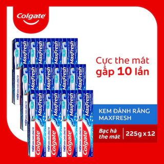 Bộ 12 Kem đánh răng Colgate Maxfresh bạc hà 225g tặng 12 bàn chải