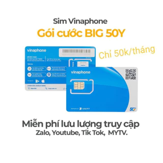 (Có Esim) Sim 4G Big50y 5G/ngày, tỉ G truy cập  Zalo tiktok