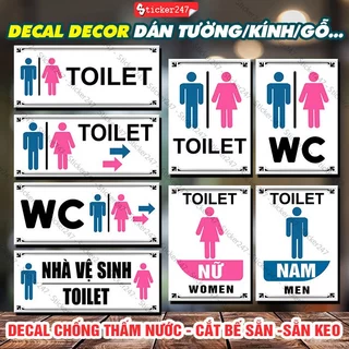 Biển Báo Nhà Vệ Sinh 🌈𝑭𝒓𝒆𝒆𝒔𝒉𝒊𝒑 Decal Bảng Toilet, Bảng WC, Biển Toilet Nam Nữ Chống Nước Dán Kính, Tường, Gạch Gỗ, Men