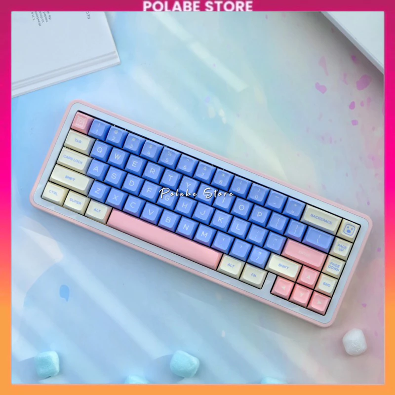 Keycap Gift SA Smile Pink Teal - QXA Profile PBT Keycap Bàn Phím Cơ 60 65 75 TKL 98 Fullsize Polabe