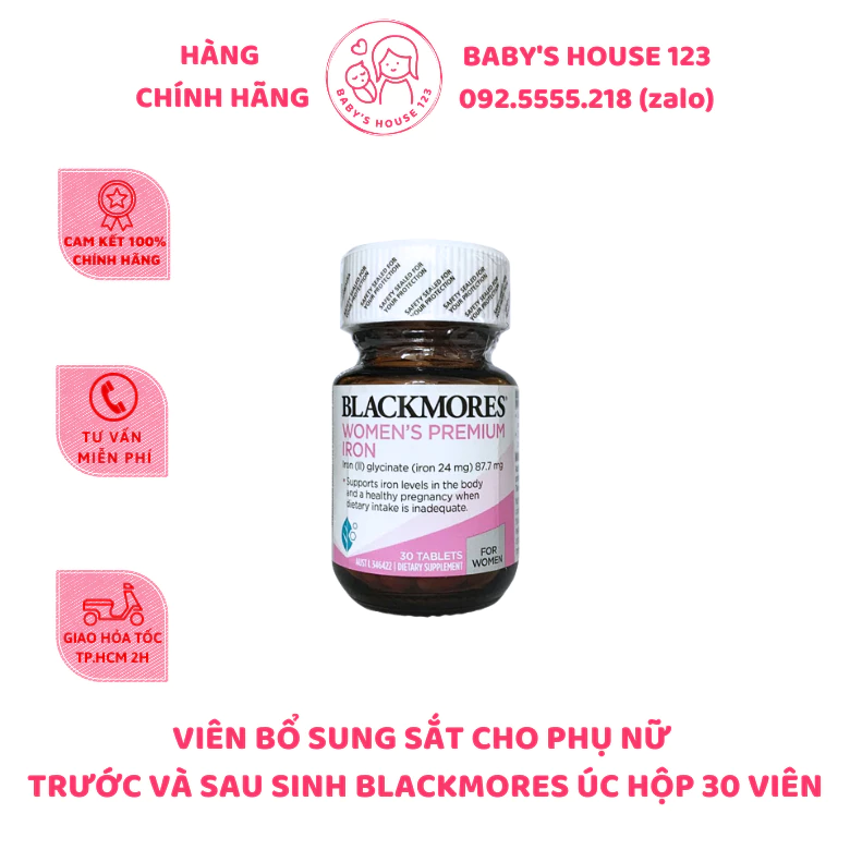 Viên uống bổ sung sắt cho bà bầu Blackmores Pregnancy Iron Úc 30 viên