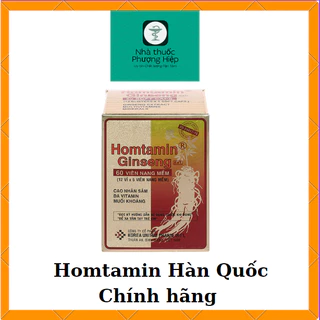 Homtamin Ginseng(hộp 60 viên)_Bổ sung vitamin, Giảm mệt mỏi, Chống Stress, suy nhược cơ thể