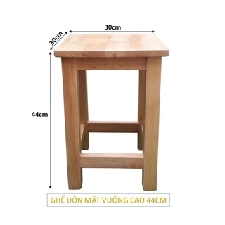 ghế đôn gỗ cao su mặt vuông cao 44cm