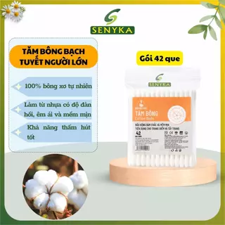 Tăm bông người lớn túi 42 que Bông Bạch Tuyết mềm mịn tiện dụng cho vệ sinh tai và trang điểm