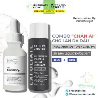 COMBO Paula's Choice BHA 2% [30ml] + The Ordinary Niacinamide 10% [30ml] giảm mụn ẩn & se khít lỗ chân lông