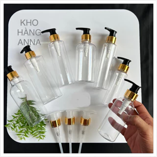 Chai vòi nhấn Xi đồng đen đựng dầu gội / sữa tắm - CHAI NHỰA PET TRONG SUỐT 100ml / 150ml / 200ml / 250ml chiết Mỹ phẩm