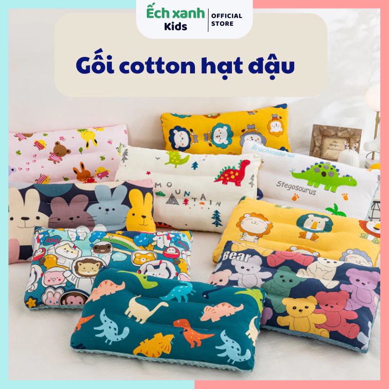 Gối cotton Hàn Quốc siêu mềm 2-10 tuổi 30*50cm gối cho bé gối nhung gối nằm thấm hút mồ hôi