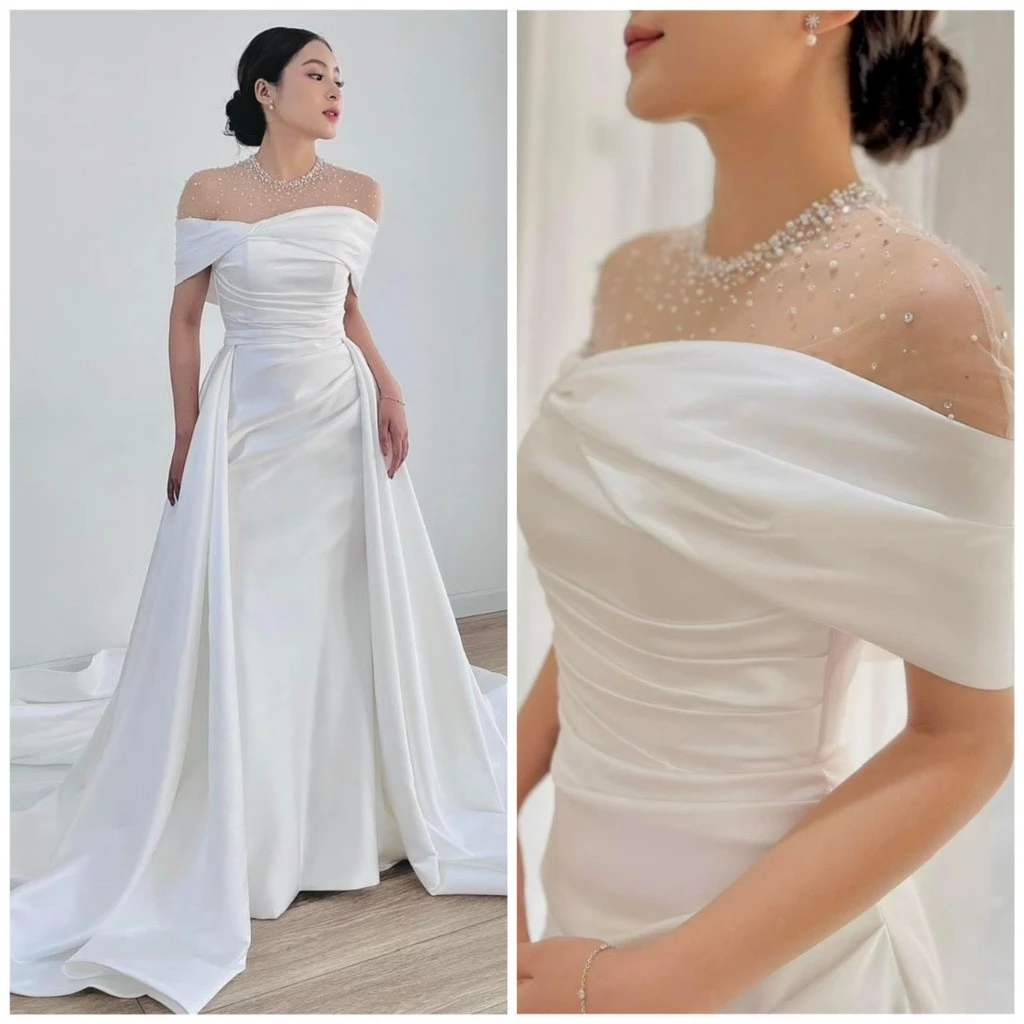 ĐẦM CƯỚI , ĐI BÀN, ĐUÔI CÁ KÈM TÙNG ĐUÔI XÒE DÀI RỜI ( hàng có sẳn) FULL SIZE S /M/L/XL(đầm body ,tùng xoè rời