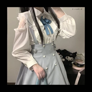 Áo blouse hở vai tay bồng sơ mi kiểu phong cách Nhật Bản jirai kei jk lolita