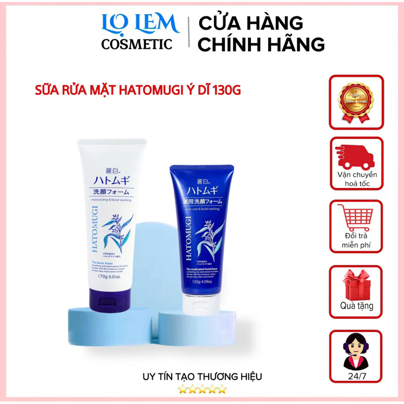 [HOT] Sữa Rửa Mặt Hatomugi Ý Dĩ Trắng Da, Dưỡng Ẩm Cleansing Facial Foam 130g