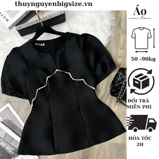 Áo bigsize nữ kiểu đắp ren túi dự tiệc đi chơi, áo peplum bigsize 50 - 90 kg