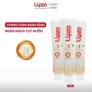 COMBO 3 Kem Đánh Răng Lipzo GUM Dược Liệu 185Gr Chống Tụt Nướu, Ngăn Ngừa Chảy Máu Chân Răng