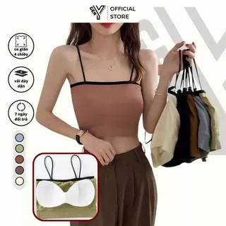 Áo bra hai dây nữ có mút ngực chất vải gân tăm co giãn thoáng khí tốt mặc thoải mái GenY Fashion