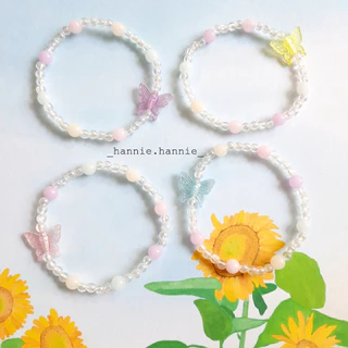 ꕤ CON BƯỚM XUÂN ꕤ - Vòng tay hạt cườm pastel handmade đeo tay nữ đơn giản (Hồng/Tím/Xanh/Vàng)