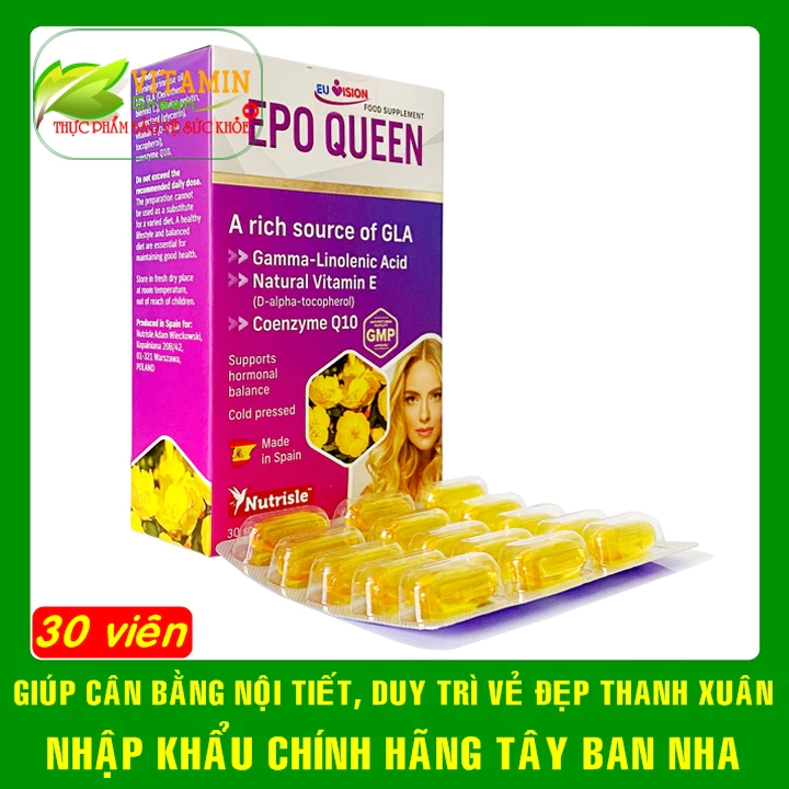 Viên uống bổ sung nội tiết tố nữ EPO QUEEN cân bằng nội tiết duy trì thanh xuân | Nhập khẩu chính hãng Tây Ban Nha