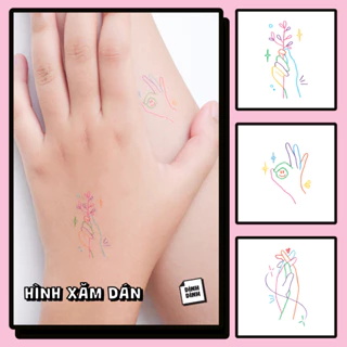 [Colorful Hand Lines Collection] Set 3 Hình Xăm Dán Tạm Thời Chống Nước Dính Dính