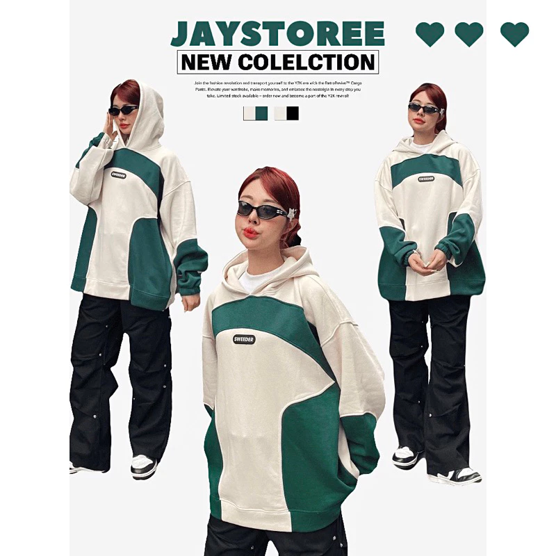 Áo Khoác Hoodie nỉ WEWE phối màu trending Form Rộng Unisex Nam Nữ - JAYSTOREE 🖤