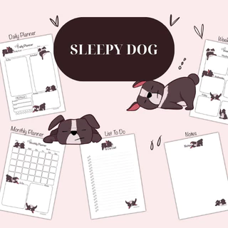 Sổ tay kế hoạch hàng ngày sleepy dog, planner theo ngày A4 - Annika Design