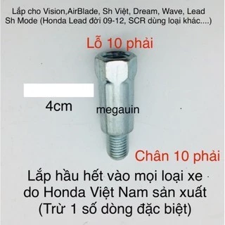 Ốc Nối Chân Gương Cao và Xoay Gập Gương Xe Máy Ren Thuận < giá 1 ốc>