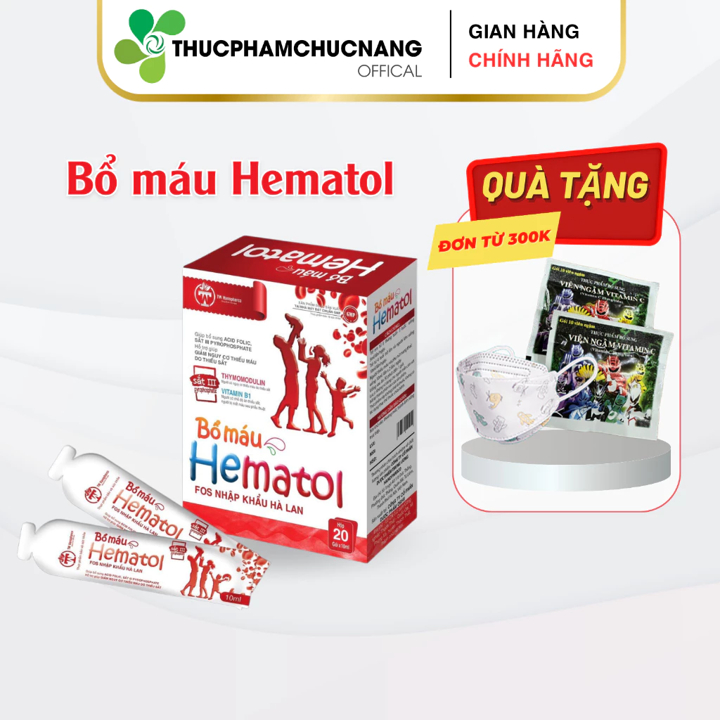 BỔ MAU HEMATOL TW Hanopharco, bổ sung sắt, axit folic cho bà bầu, người thiếu sắt.