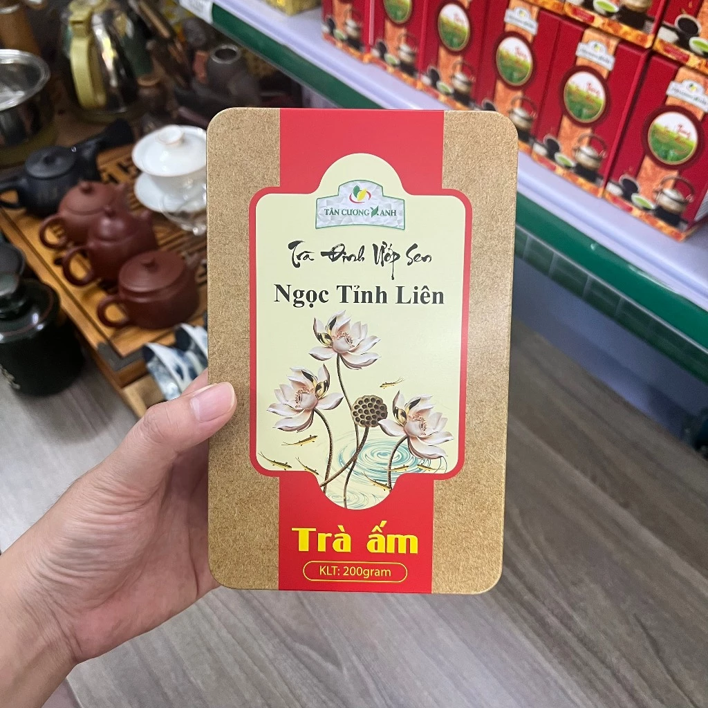 Trà Đinh Ướp Sen Tây Hồ Hộp 200gr ❤️CÓ HOÁ ĐƠN GTGT❤️ Chè Đinh Ướp Sen Tây Hồ Tân Cương Xanh Hộp 20 Gói Nhỏ