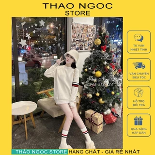 Áo len nữ tay dài form rộng, áo len Thom tay viền sọc hàng nhập! (có sẵn, hình thật) THẢO NGỌC STORE