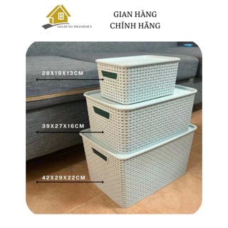 Giỏ Nhựa Có Nắp 3 Size Việt Nhật, Giỏ Đựng Đồ Đa Năng Tiết Kiệm Không Gian Phòng Khách, Rổ Nhựa Đựng Đồ Có Nắp Đậy