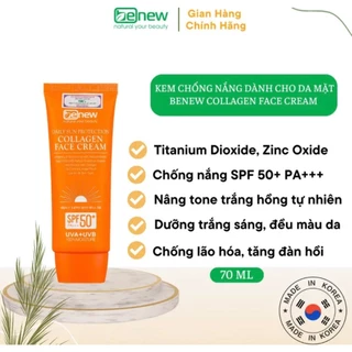 Kem chống nắng trắng da, kiềm dầu collagen benew face cream spf 50 hàn quốc 50ml/Hộp- MỸ PHẨM CHÍNH HÃNG