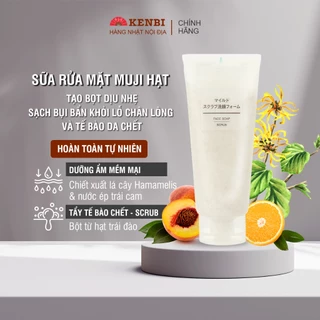 Sữa rửa mặt MUJI Face Soap (Có hạt), tạo bọt dịu nhẹ, sạch da, giữ ẩm, Tuýp 100g - Hàng nội địa Nhật Bản