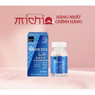 Viên Trắng Da White EX II 270 Viên [NỘI ĐỊA NHẬT] giúp da trắng sáng, chống lão hóa, hạn chế tia UV