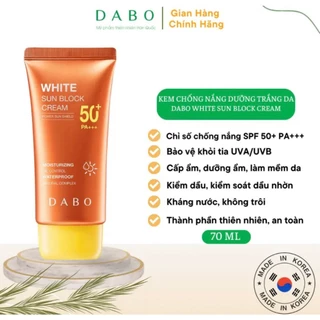 Kem chống nắng trắng mềm da hàn quốc Dabo Whitening Sunblock Spf 50 pa+++ Hàn quốc -70ml Hàng chính hãng.