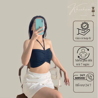 [Siêu rẻ] Áo croptop - áo croptop dây rút mặc được 3 kiểu freesize chất thun gân co giãn dễ phối đi biển| Kho nhà mie