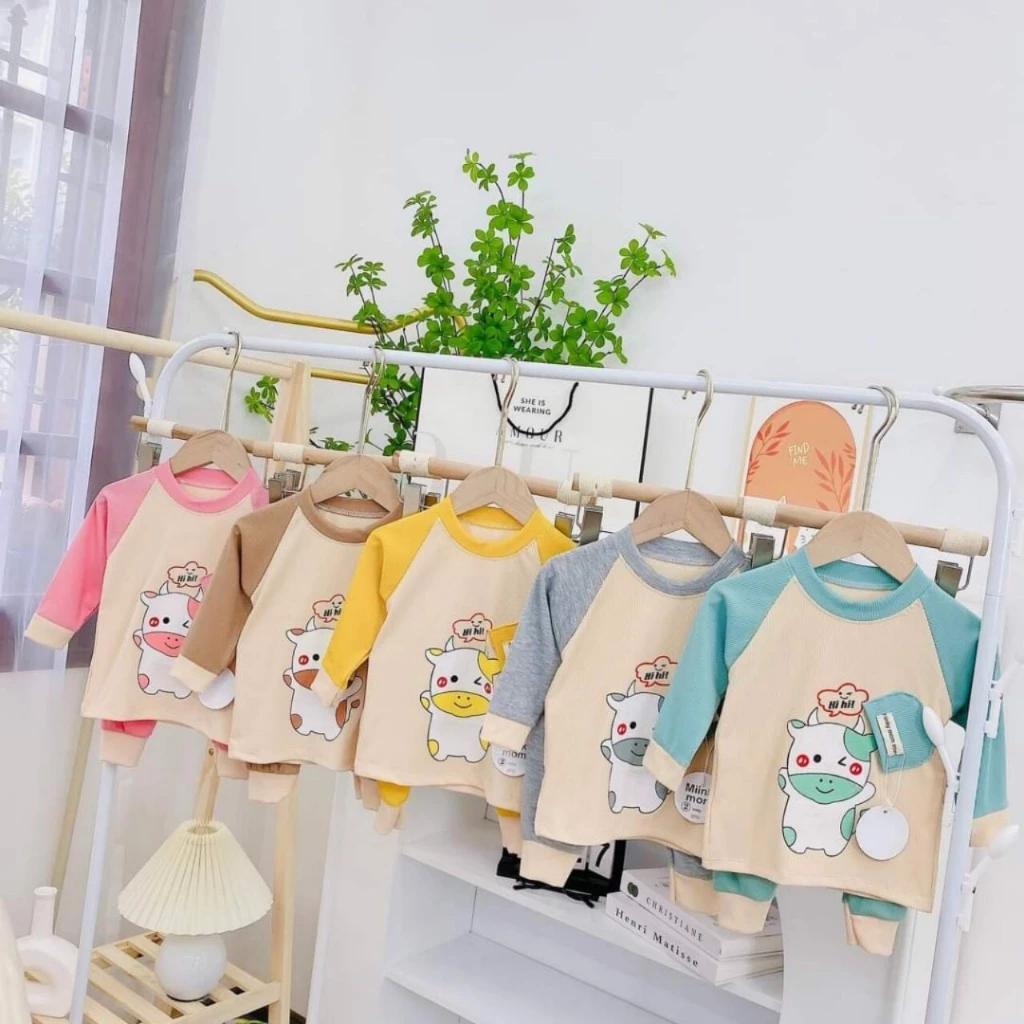 Bộ dài tay chất len tăm cho bé trai, bé gái 3-21kg
