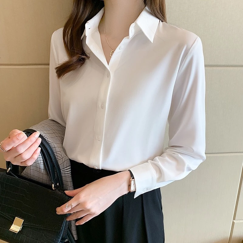 Áo sơ mi công sở nữ đẹp kiểu Hàn Quốc form rộng tay dài chất kate  cao cấp thoáng mát, ko nhăn TamAn Fahion 230086