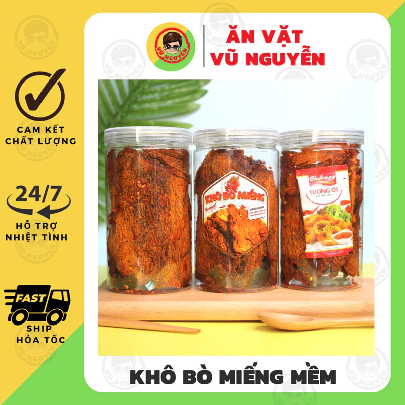 Khô Bò Miếng Mềm 250g - Ăn Vặt Vũ Nguyễn Vừa Ngon Vừa Rẻ - Ship Hỏa Tốc