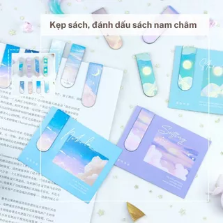 Bookmark Nam Châm Dụng Cụ Đánh Dấu Trang Sách Họa Tiết Bầu Trời Đáng Yêu Tiện Dụng