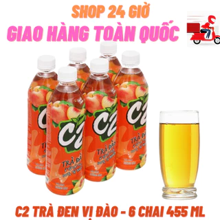 Trà Đen C2 Vị Đào 1 Lốc 6 Chai 455 Ml