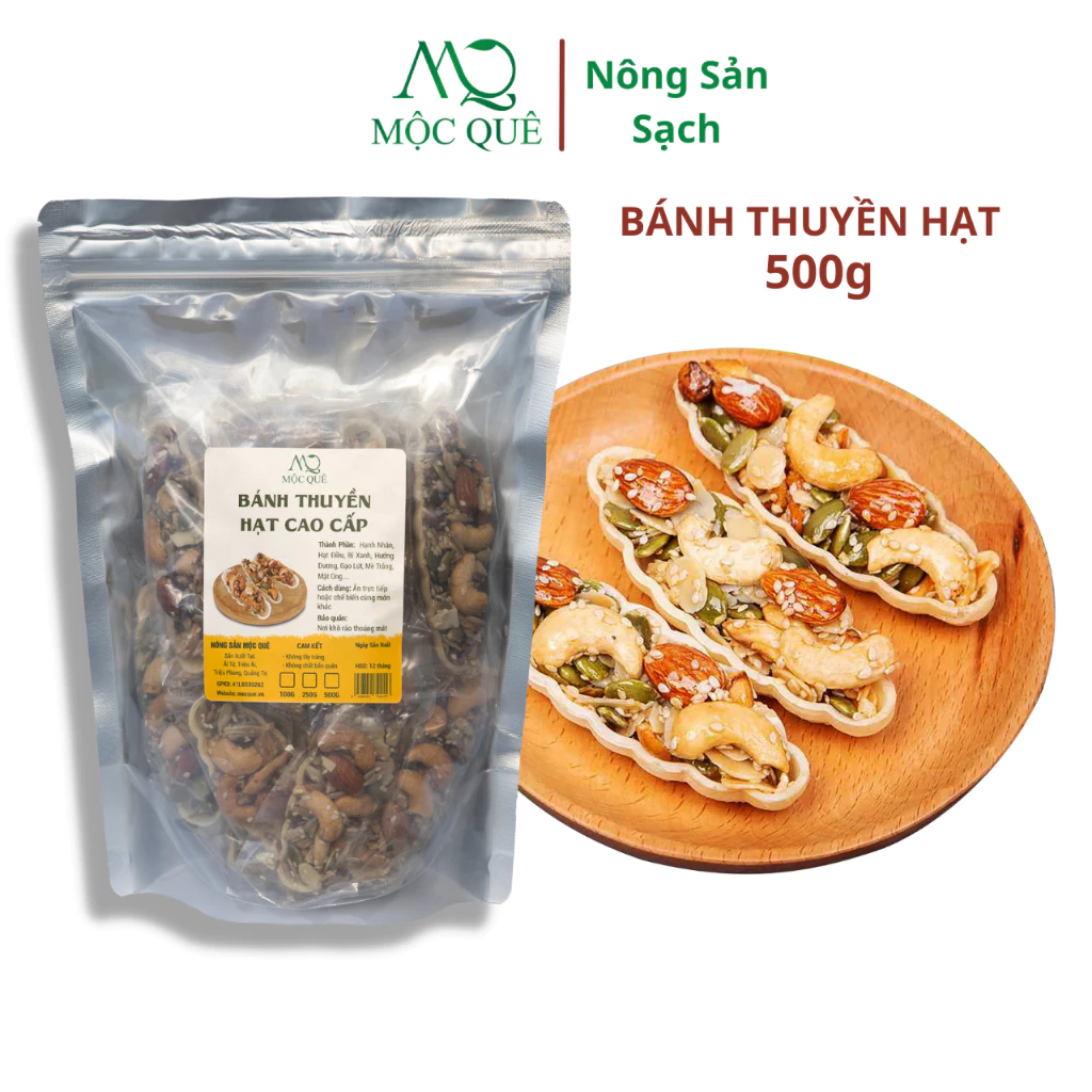 Bánh thuyền hạt Mộc Quê 500g cao cấp hỗ trợ giảm cân ăn kiêng thuần chay