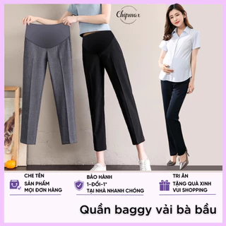 Quần tây bầu thông minh quần bà bầu dài baggy Chipmax mặc đi làm công sở đi chơi tiện lợi thoải mái - QB02